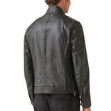 Men's Gangster Black Leather Cafe Racer Jacket