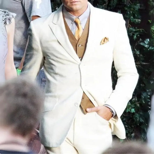 3 Piece Classic White Great Gatsby Suit Mens