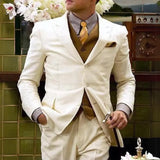 Men's Great Gatsby Three Piece Off White Suit (6)