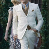 Men's Great Gatsby Three Piece Off White Suit (7)