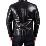 Men's Padded Black Leather Biker Jacket