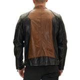 Men's Quilted Two Tone Leather Bomber Jacket