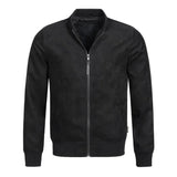 Men's Ribbed Detailing Black Calf Suede Jacket