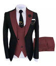 Black And Burgundy Men's Slim Fit 3 Piece Suit