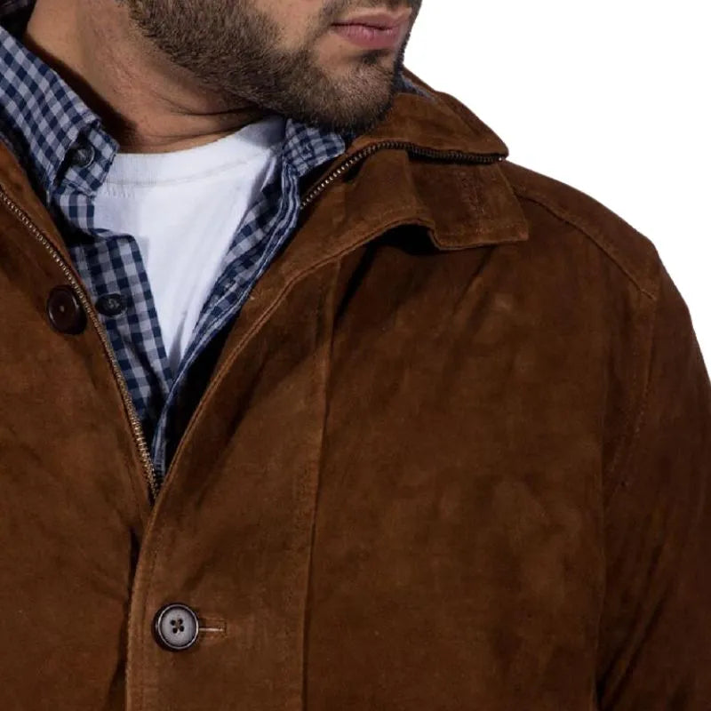 Men's Taylor Brown Suede Leather Coat