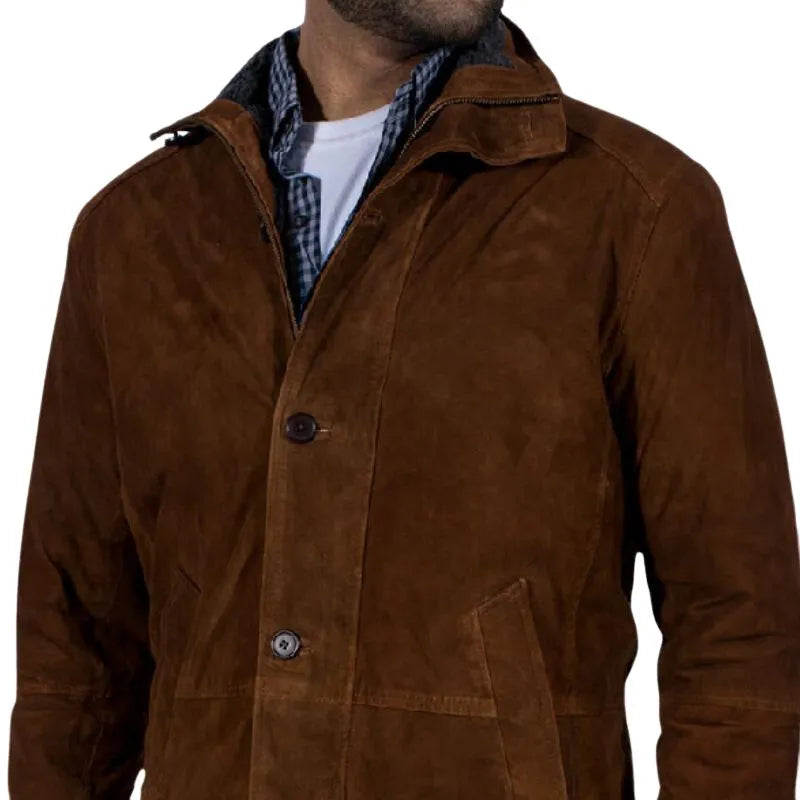 Men's Taylor Brown Suede Leather Coat