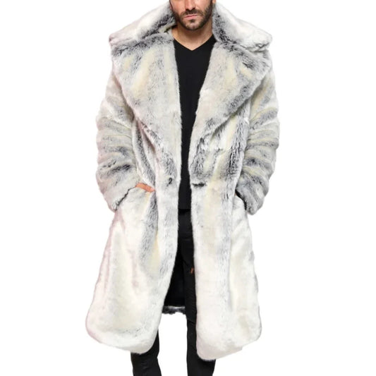 Mens-White Chinchilla-Long-Fur -Coat