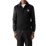 Mens Black Regular Fit Zip Up Sweatshirt with Leather Sleeves