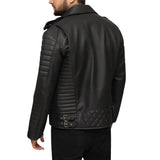 Quilted Black Asymmetrical Biker Leather Jacket