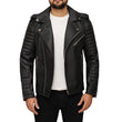 Quilted Black Asymmetrical Biker Leather Jacket