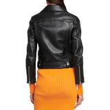 Slim Fit Belted Black Motorcycle Jacket For Women