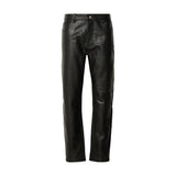 Straight Leg Leather Black Pants Mens