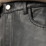 Straight Leg Leather Black Pants Mens