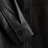 Womens Three Quarter Black Long Leather Coat