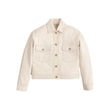 Womens Cropped Cream Leather Jacket Shirt Style