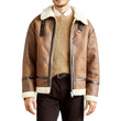 Winter Distressed Tan Brown Shearling Leather Jacket Mens