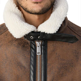 Winter Tan Brown Shearling Leather Jacket Mens