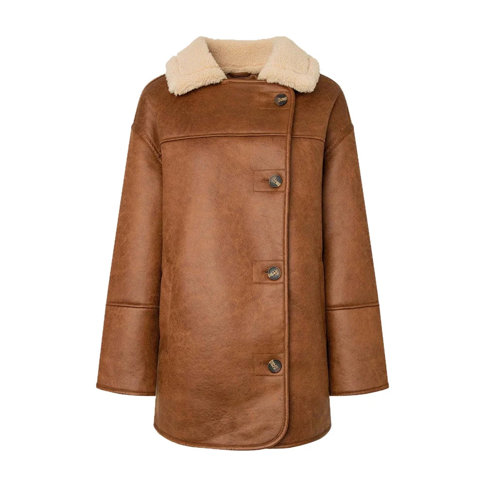 Womens-Brown-Shearling-Leather-Jacket