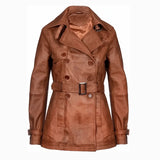 Womens-Brown-leather-trench-coat