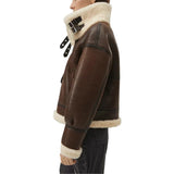 Women’s Chocolate Brown B3 Sheepskin Aviator Jacket (6)