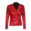 Womens Merlot Red Biker Leather Jacket