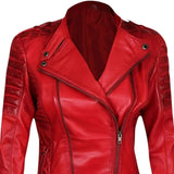 Womens Merlot Red Biker Leather Jacket