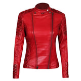 Womens Merlot Red Biker Leather Jacket