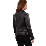 Women’s Motorcycle Black Quilted Spears Leather Biker Jacket