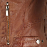 Womens Motorcycle Brown Leather Jacket