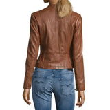 Womens Motorcycle Brown Leather Jacket