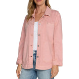 Womens Pink Cotton Shirt Jacket