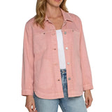 Womens Pink Cotton Shirt Jacket