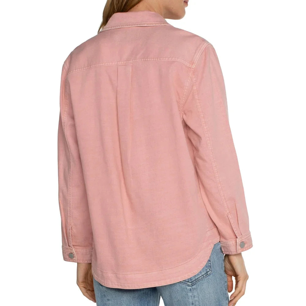 Womens Pink Cotton Shirt Jacket