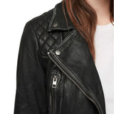 Women's Red Sparrow Black Leather Motorcycle Jacket