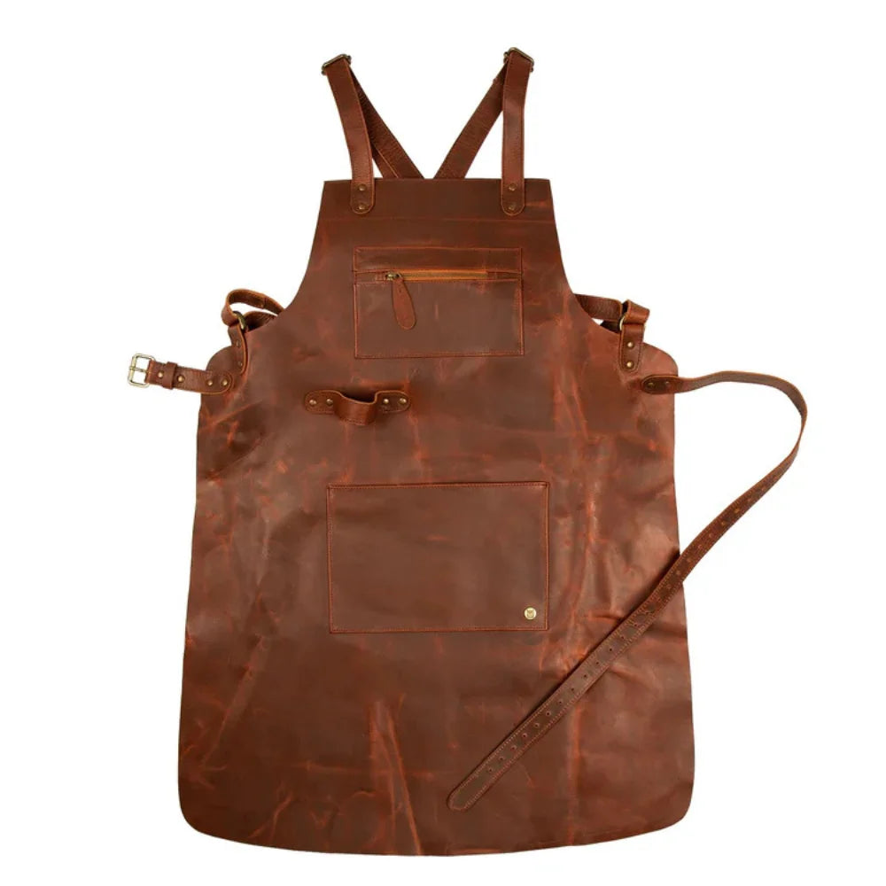 Mens Water and Fire Resistant Genuine Leather Welding Apron