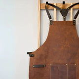 Genuine Leather Cooking Apron for Barbecue, Grilling and Chef's