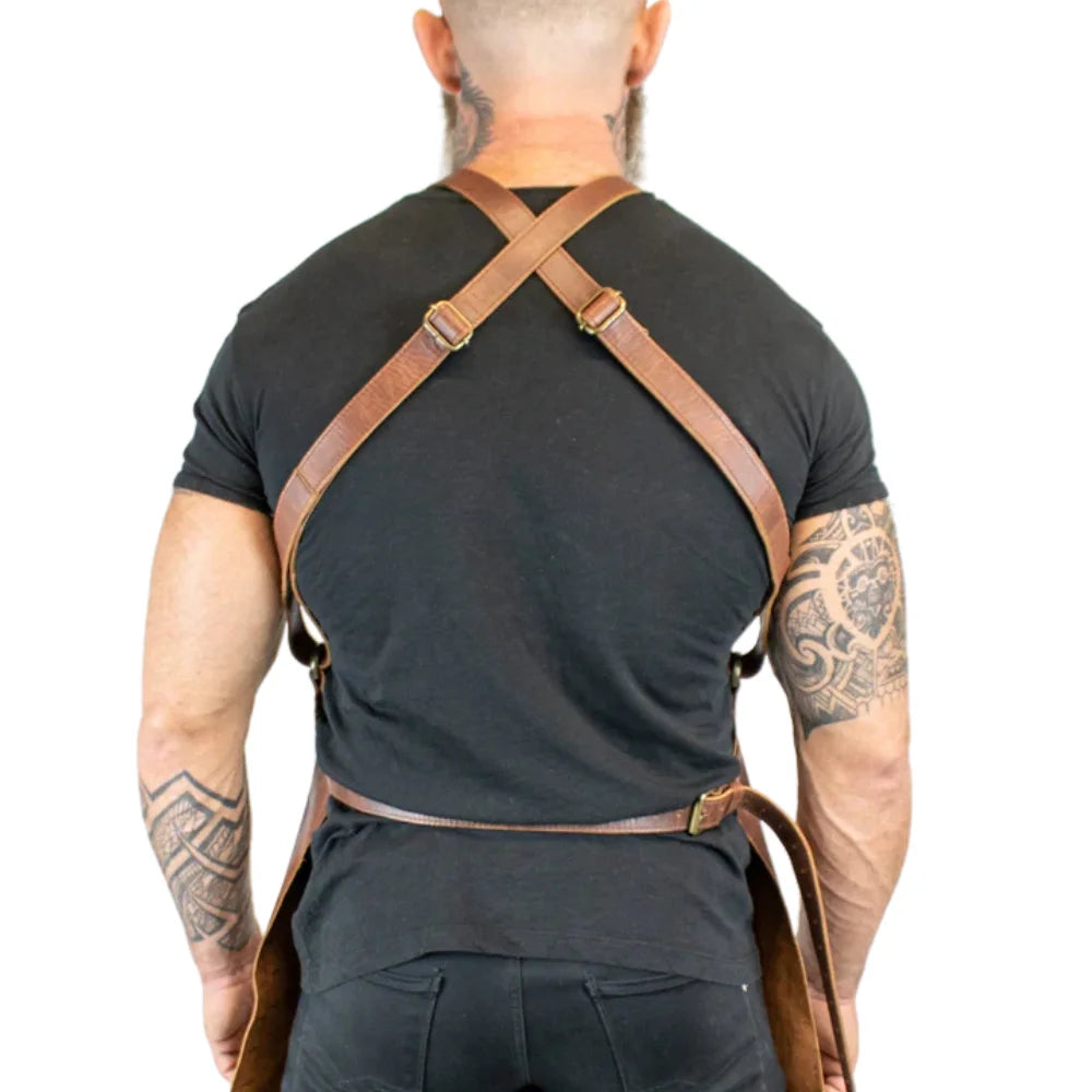 Mens Water and Fire Resistant Genuine Leather Welding Apron