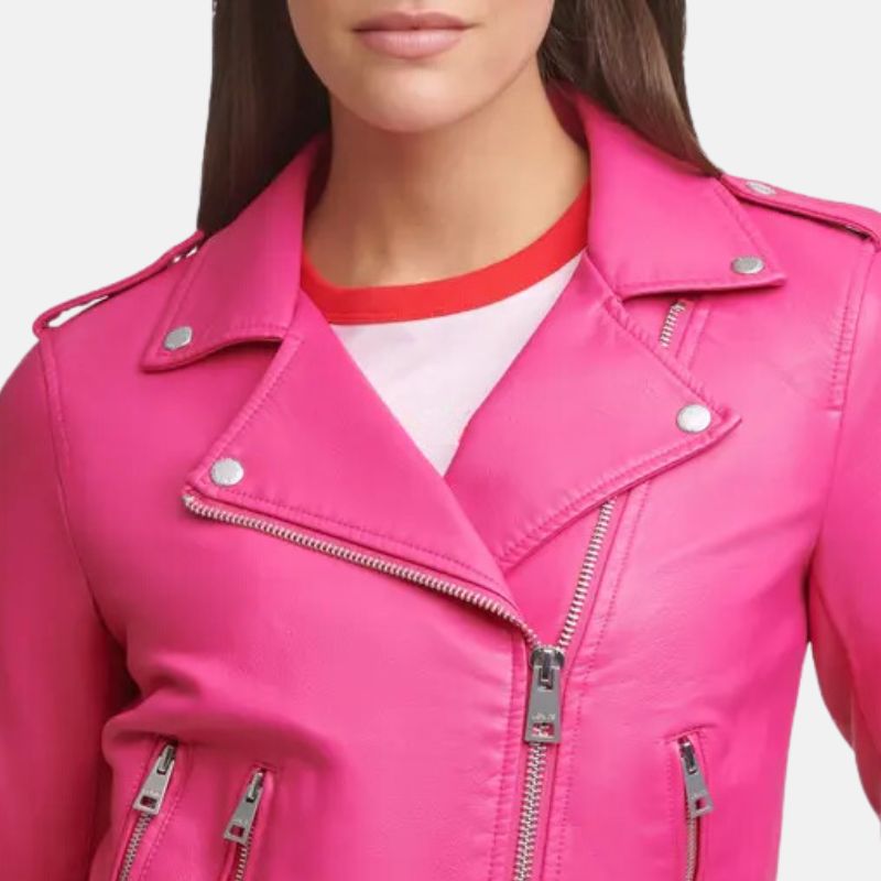 Leather Hot Pink Jacket Womens