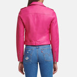 Hot Pink Leather Jacket For Womens