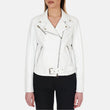 Asymmetrical White Moto Leather Jacket Womens