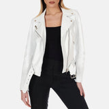 White Moto Leather Jacket Womens