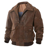 Men's Aviator A2 Vintage Brown Distressed Leather Bomber Jacket