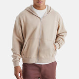 Beige Zip Up Hoodie Jacket Mens