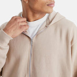 Beige Zip Up Hoodie Jacket For Mens 