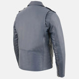 Blue Leather Biker Jacket Mens