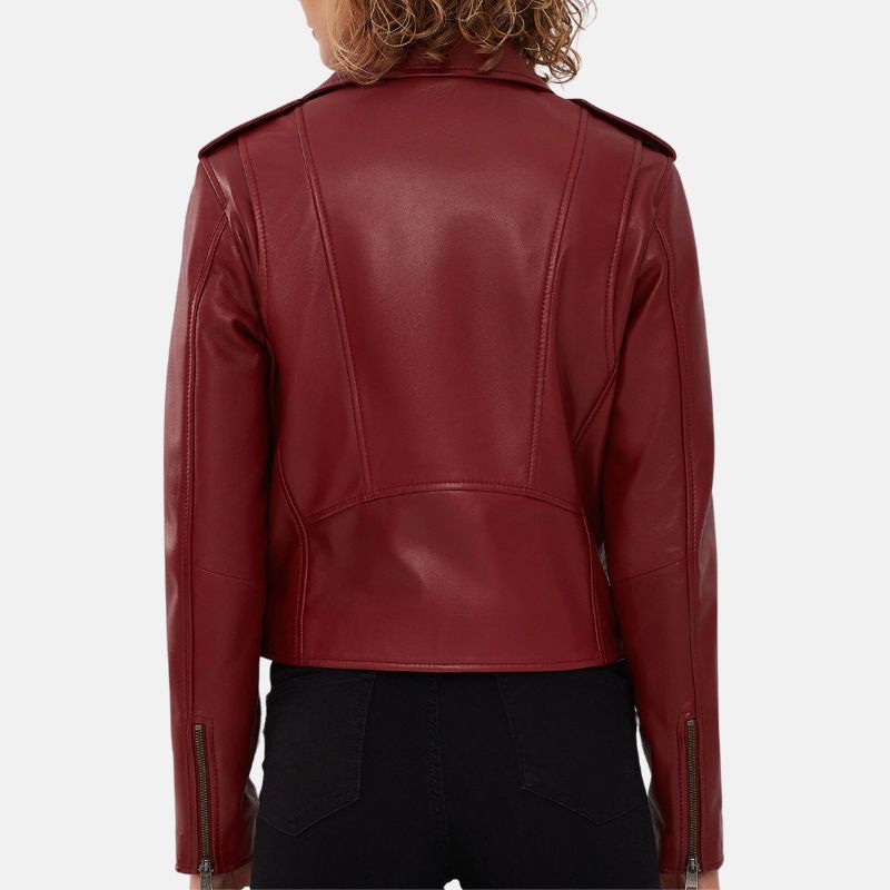 Biker Style Leather Jacket For Womens