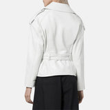 White Leather Biker Jacket Womens