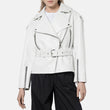 Biker White Leather Jacket Womens