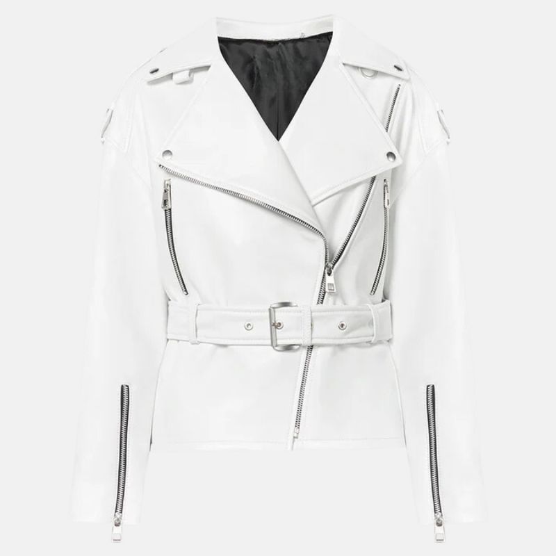 White Leather Jacket Womens