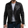 Men's Asymmetrical Black Leather Biker Jacket